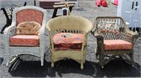 3pc. Antique Wicker Chair & Rockers