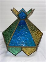 Vintage stained glass lamp shade 16” wide