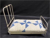 Vintage Doll Bed & Quilt 12”x 7”