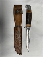Queen Leather Handle Hunting Knife
