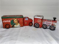 Coca-Cola Collectible tins truck and train