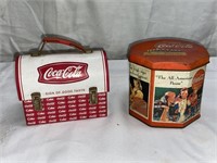 Vintage Coca Cola lunchbox tin and Coca Cola The