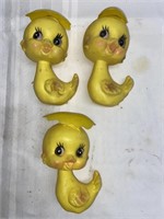 (3) vintage blow mold Easter ducks 8” tall