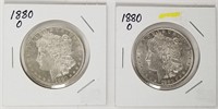 2- 1880-O Morgan Silver Dollars (High Grade)