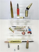 Bullet shape pocket knives and more, approx 9.5