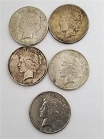 1922. 1923, (2) 1925 & 1926 Silver Peace Dollars