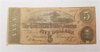 Authentic $5 Confederate Note 1864