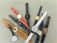Lot of 9 Different Watches with Leather Straps