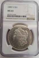 Graded MS63 1880-S Morgan Silver Dollar NGC
