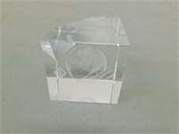 Laser-cut Crystal Decoration (2 3/4" Sq)  - Globe