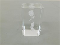 Laser-cut Crystal Decoration (3" tall) - Rose