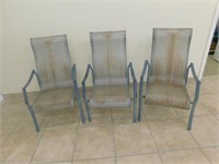 3 High BAck Contoured Patio Chairs (Metal & Mesh)