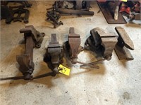 4 bench vises and anvil