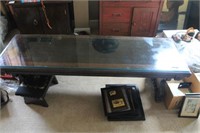 vintage coffee table with glass top