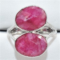 $200 Silver Dyed Ruby(11.7ct) Ring