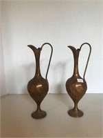 Pr Signed (Copper/Brass?) Handled Urns