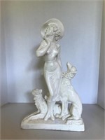16 inch Tall Woman with Dogs Figure