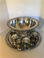 Fancy 12 Piece Silverplated Punch Bowl Set