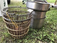 Stainless milk strainer and egg baskets