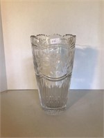 Tall, Heavy Etched Crystal Vase