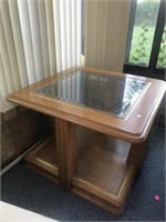 Smoked Beveled Glass Top End Table