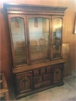 Lighted Breakfront China Cabinet w/Glass Shelves