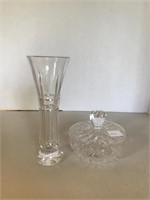 Edinburgh Int’l Lidded Crystal Dish & Crystal Vase