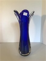 Heavy Unmarked Blue Murano (?) Glass Vase