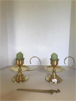 3pcs Brass incl Finger Candle Holders & Letter