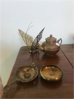 Lot Fancy Copper/Brass (teapot, butterfly, etc...)