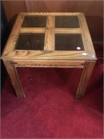 End Table w/Smoked Beveled Glass Inset Top