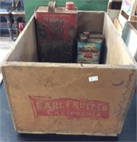 Earl Fruit Co. Wood Crate, Cox & Coleman Tins