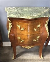 Marble Top Nightstand 25x14x29 With Repaired Crack