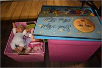 Childs Toys & Pink Storage Stool