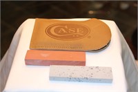 Pair Sharpening Stones w/"Case" Leather Pouch
