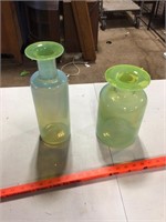 Matching glass vases -- NOT vasaline glass