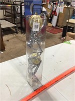 Tall square glass vase / tower & contents