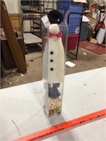 Tall square glass vase / tower & contents