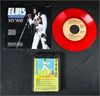 Red Vinyl Elvis 45 record & Eight track