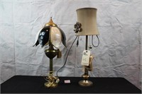 Pair of Lamps (leaded glass shade on left)