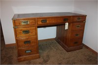 Office Desk with Inlaid Leather