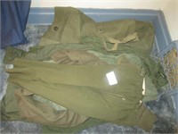 ARMY GREEN UNIFORMS AND DUFFLE BAG