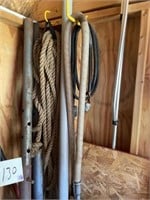 Metal poles, rope