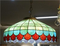 Antique stained glass hanging lamp