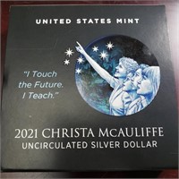 2021-P Christa McAuliffe Silver Dollar w OGP COA
