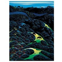 Eyvind Earle (1916-2000), "Three Pastures On A Hil