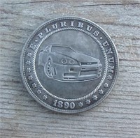 Hobo Style Art Challenge Coin 1 1/2" Sports Car
