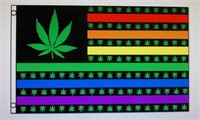 Rainbow Pot Leaf Flag 3ft X 5ft NEW
