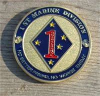 Military Challenge Coin 1 1/2"  1st Marine Div