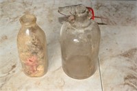 Sidney dairy milk bottle, glass jug w/wire bail
